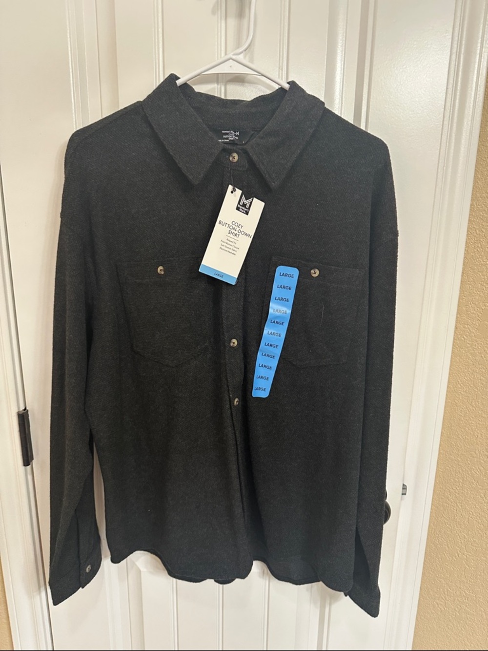 Womens Charcoal Button-Down Shirt - Large